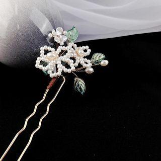 Faux Pearl Flower Hair Stick White - One Size