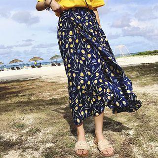 Floral Print Midi A-line Skirt Orchid - One Size
