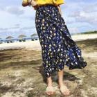 Floral Print Midi A-line Skirt Orchid - One Size