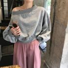 Off-shoulder Long-sleeve Loose-fit Sweatshirt