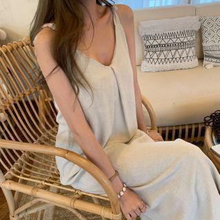 Pleated-front Maxi Dress