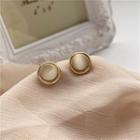 Cat Eye Stone Disc Earring 1 Pair - As Shown In Figure - One Size