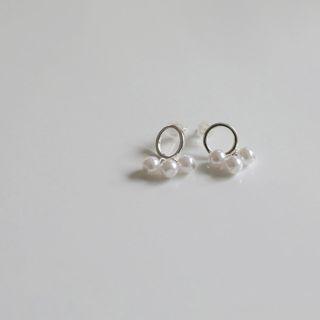 Hoop Faux-pearl Earrings Silver - One Size