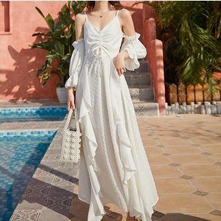 Cold Shoulder Long-sleeve Maxi Dress