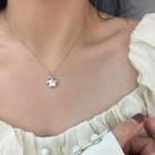 925 Sterling Silver Shell Star Pendant Nec Necklace - 925 Silver - Star & Tag - Champagne - One Size