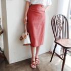 Slit-back Linen Blend Skirt