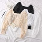 Square-neck Jacquard Crop Top