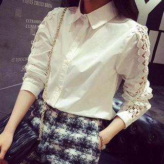 Perforated Lace Shirt White - One Size