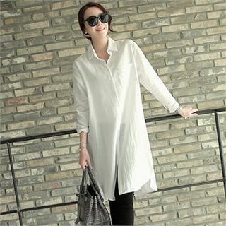 Round-hem Cotton Shirtdress
