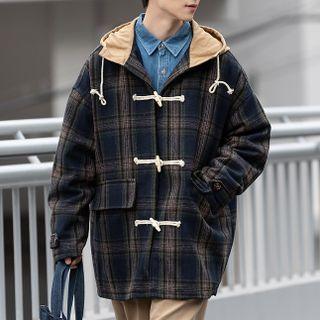 Plaid Hooded Duffle Coat