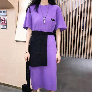 Short-sleeve Midi T-shirt Dress / A-line Skirt