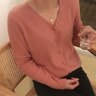 V-neck Cardigan Pink - One Size