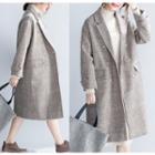 Double Breasted Plaid Coat Plaid - Coffee - One Size
