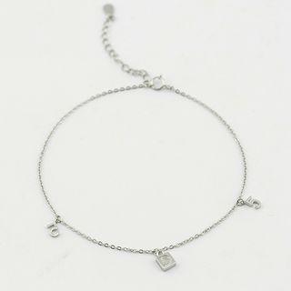 925 Sterling Silver Letter D & Number 5 Anklet 925 Silver - Silver - One Size