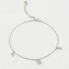 925 Sterling Silver Letter D & Number 5 Anklet 925 Silver - Silver - One Size