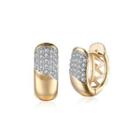 Fashion Simple Plated Champagne Gold Geometric Round Cubic Zircon Earrings Champagne - One Size