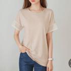Crochet-trim Loose-fit T-shirt
