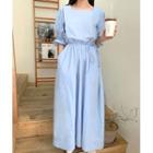 Square-neck Maxi Cotton Dress