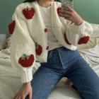 Strawberry Chunky Cardigan White - One Size