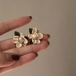 Flower Alloy Earring 1 Pair - Earring - Silver Pin - Flower - Silver - One Size