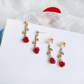 Rhinestone Rose Dangle Earring