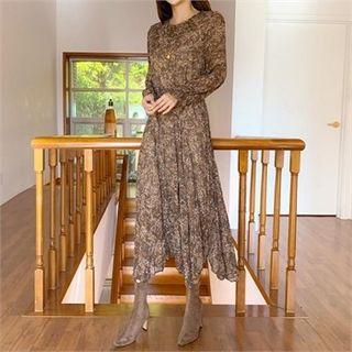 Floral Chiffon Gathered Maxi Dress