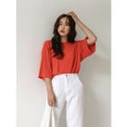 3/4-sleeve Loose-fit Colored T-shirt