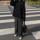 Plain Pullover / Dotted Wide Leg Pants