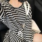 Striped Long-sleeve Loose-fit T-shirt / Striped Shorts