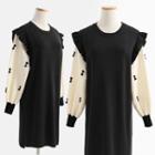 Puff-sleeve Ruffled Bow Knit Dress