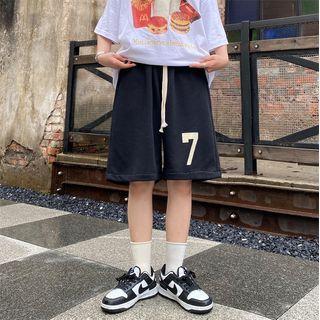 Drawstring Waist Number Print Sport Shorts