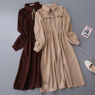 Frill Trim Midi A-line Shirtdress