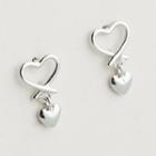 925 Sterling Silver Heart Stud Earring 1 Pair - S925 Silver - Silver - One Size