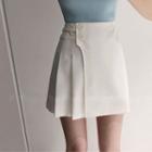 High-waist Pleated Plain Skirt