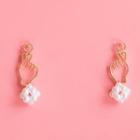 Faux Pearl Heart Hand Drop Earring 1 Pair - 925 Silver Needle - Gold - One Size