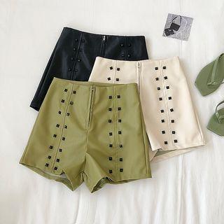 High-waist Leather Shorts