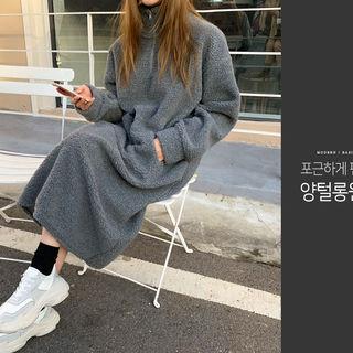 High-neck Sherpa Fleece Long Dress