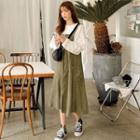 Zip-up Corduroy Long Overall Dress