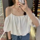 Elbow-sleeve Cold Shoulder Top / Mini Skirt