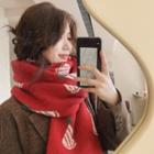 Christmas Hat Print Knit Shawl Red - One Size