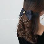 Ribbon Faux Pearl Chained Hair Clip