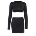 Set: Cropped Long-sleeve T-shirt + Pencil Skirt