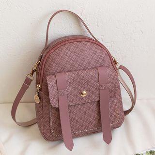 Print Faux Leather Zip Backpack