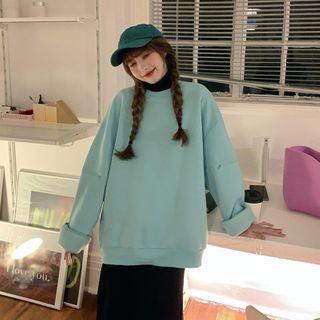 Fleeced Plain Sweatshirt