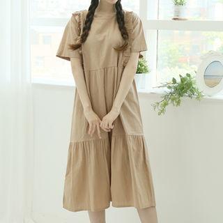 Linen Blend Frilled Tiered Dress