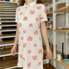 Short-sleeve Pig Print Polo Dress