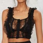 Frill Trim Lace Cropped Tank Top
