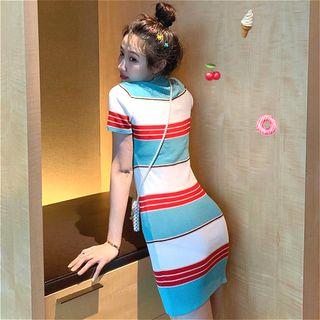 Short Sleeve Striped Dress Stripe - One Size
