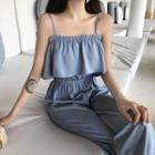 Crop Strappy Wide Leg Jumpsuit