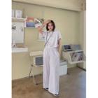 Plus Size Set: Drawstring-side T-shirt + Pants